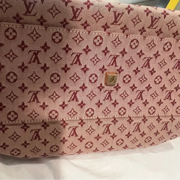 Louis Vuitton Pink Denim with Burgundy Travel Bag with Iconic Monogram - Picture 6 of 9